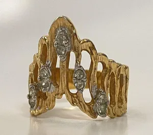 Vintage Tiara Or Crown Shape Ring Gold Plated Size 7 thumbnail 2