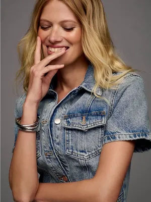 Anthropologie Pilcro Short-Sleeve Denim Button-Front Mini Dress Size 14 thumbnail 4