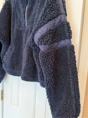 Free People Movement Fluffy Blue Small Women's Fleece Quarter Zip Oversized thumbnail 8