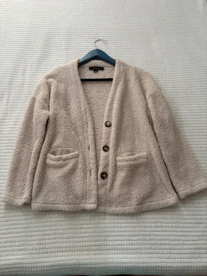 Miss Love Cozy Sherpa Button-Front Jacket in Light Beige Size S thumbnail 5