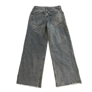 Topshop High Waist Crop Raw Hem Straight Leg Jeans 28 thumbnail 4