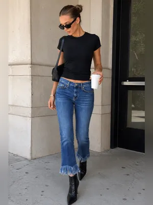 Topshop Moto Dree Frayed Hem Crop Jeans 28 Blue Kick Flare Denim thumbnail 2