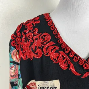 Carole Little Cardigan Jacket M Moulin Rouge Can Can Dancer Floral Rosette Artsy thumbnail 4