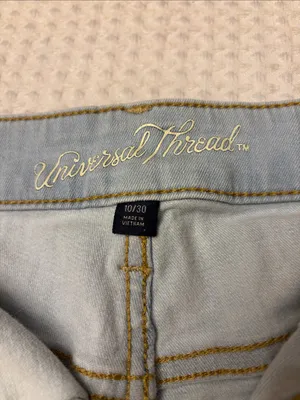 Universal Threads 10/30 High Rise Midi Light Blue Button-Fly Denim Cut Off Shorts thumbnail 3