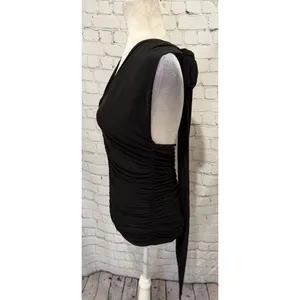 Fredericks of Hollywood Convertible black V-neck top with gathered ruching Large thumbnail 2