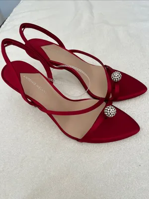 ANTONIO MELANI Red Crystal-Embellished Slingback Heel thumbnail 3