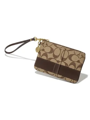 Coach ❃ Signature Monogram Jacquard Wristlet Clutch Bag ❃ Leather Trim ❃ Khaki ❃ thumbnail 14