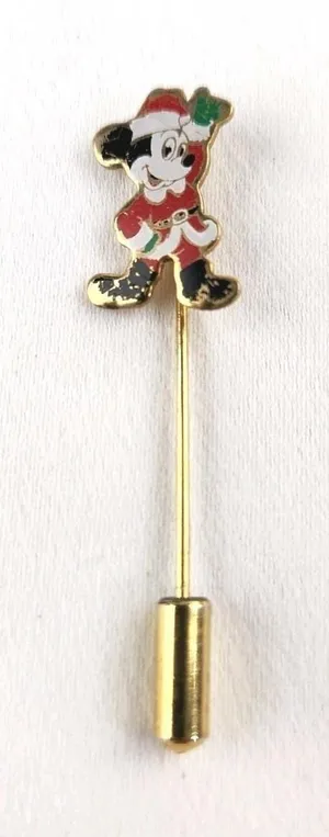 Vintage Walt DISNEY Mickey Mouse Stick Pin‎ Lapel Santa Christmas Holiday thumbnail 1