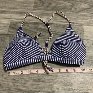Victoria’s Secret Navy Blue White Stripe Swim Top; Medium thumbnail 2