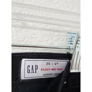 GAP Baggy Mid Rise Ultrasoft Denim Wide Leg Jeans Black Size 25 thumbnail 4