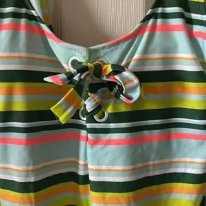 AERIE Women’s Striped One Piece Tie Front‎ One Piece Bathing Suit Sz Large thumbnail 9