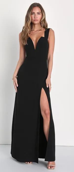 NWT Lulus Daring Elegance Black Sleeveless Mermaid Maxi Dress Holiday Sz XS FLOW thumbnail 1
