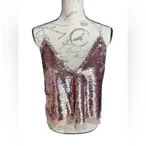 Free People Intimately Free Swinging Surpice pink sequin cami lace trim - XS thumbnail 9