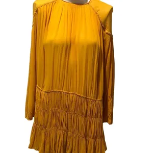 Zara Trafaluc Collection Mustard Yellow Long Sleeve Knee Length Dress XS thumbnail 2