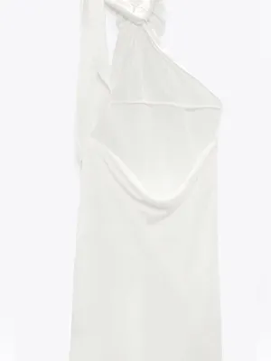 Zara satin effect big flower neck backless minidress SZ M NEW thumbnail 12