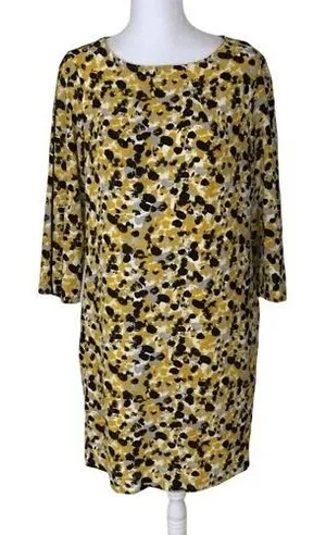 H&M Yellow Black Dot Shift Dress‎ 3/4 Sleeves With Pockets Size 4 thumbnail 1