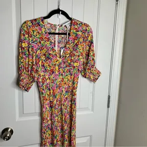 Rixo x target puff sleeves floral spring midi‎ dress size 2 thumbnail 4