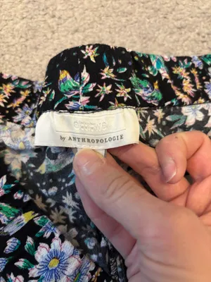 Ett:Twa by Anthropologie Black and Blue Floral High Waisted Shorts thumbnail 6
