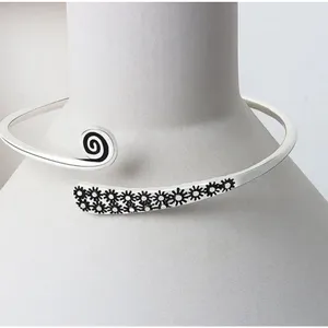 Boutique NEW Unisex‎ Engraved Geometric 925 Sterling Silver Cuff Bracelet, Adjustable thumbnail 2