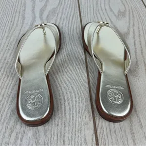 Tory Burch Benton Metallic Leather Thong Flip Flop Sandals 5M Spark Gold $249 thumbnail 9