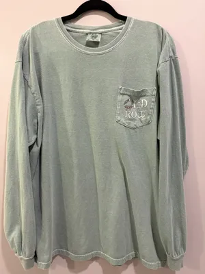 Comfort Colors Old Row Christmas Santa Long Sleeve Pocket Tee Green thumbnail 1