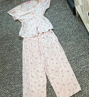 Whispers Vintage Pointelle Pink Floral Two Piece Pajama Set Size Small thumbnail 1