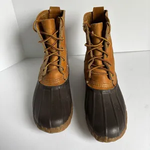 LL Bean Maine Hunting Shoe Duck Boots Women's Size 8 Brown Leather USA Vintage thumbnail 2