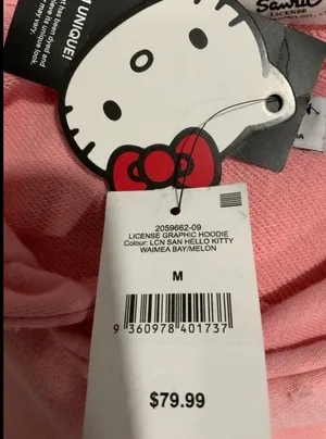 New Hello Kitty Peach Hoodie Sweatshirt Women SIZE M thumbnail 2