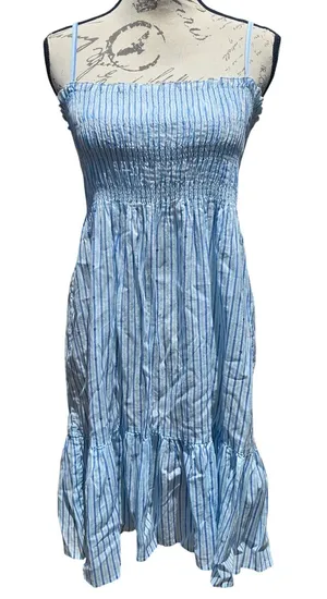 Victorias Secret‎ Angels Blue White Striped Smocked Sequin Sundress Small thumbnail 1