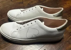 Kate Spade perforated spade gold detail luxe lace up size 8 sneakers thumbnail 1