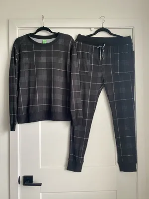 NWOT Honeydew Super Soft 2 Piece Pajama Set Black Plaid Long Sleeve Pant M thumbnail 2