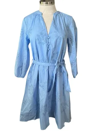 Cynthia Rowley Rubber Embroidery Blue Summer 3/4 Sleeve Mini Dress Size S NWOT thumbnail 2