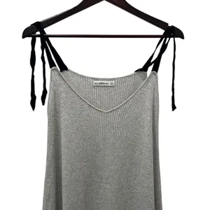 Zara Gray Ribbed Knit Dress V Neck Size Medium thumbnail 2