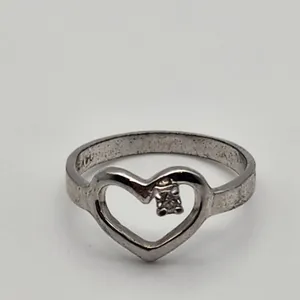 14K White Gold Plated Heart & CZ Ring (5) thumbnail 5