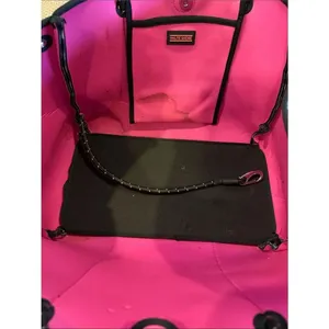 Haute Shore Grey Black Animal Print Neoprene Tote Pink Stripe Shoulder Bag thumbnail 7