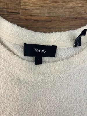 Theory Knit Boucle Short Sleeve Tee Sweater Ivory Women’s thumbnail 3