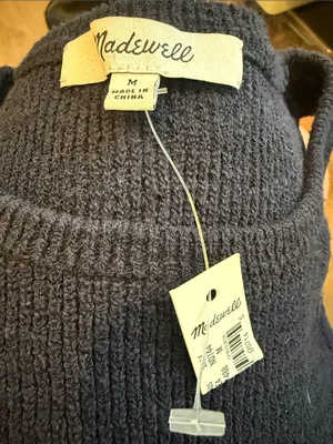 NWT Madewell Navy Blue Knot Cotton Ribbed Cropped Tank Top Medium thumbnail 2