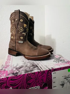 Toro Moro Square Toe Boots Brown Size 9 thumbnail 2
