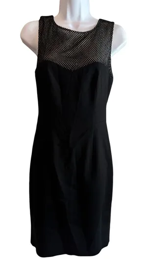 L'AGENCE Intermix Dress 4 Black Mesh Sequin V-Back Sheath Cocktail‎ LBD thumbnail 1