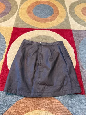 Abercrombie & Fitch Brown Vegan Leather High Waisted Mini Skirt with slit Small thumbnail 3