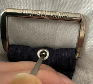 Navy Blue Canvas Fabric Belt with Silver Buckle, size 64” thumbnail 2