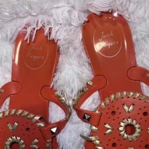 Jack Rogers Jelly Sandals size 8 Orange and Yellow / Gold Detail thumbnail 3