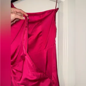 AMUR Deena One Shoulder Midi Dress in Rosie Raspberry‎ Hot Pink Satin Cut Out 4 thumbnail 12