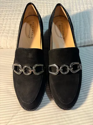 Alex Marie Black Suede Loafers Size 9M thumbnail 1