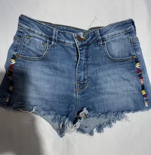 Women’s Frayed Hem Light Blue Denim Jean Shorts thumbnail 1