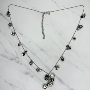 Chico's Cluster Beaded Pendant Silver Tone Long Necklace ✨ thumbnail 2