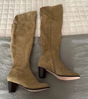 Corso Como Boots Womens Caramel Suede Over Knee Wood Heel thumbnail 1