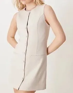 Abercrombie & Fitch Mini Dress Womens L Beige Excellent Button Front Tie Back thumbnail 1
