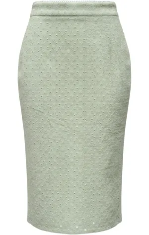 Altar'd State Sage Green Floral Eyelet Midi Skirt Scalloped Waist Small thumbnail 1