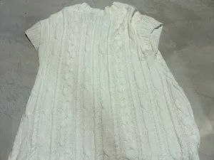 Free people Cream Cable Knit Button-Front tunic sweater dress large thumbnail 7